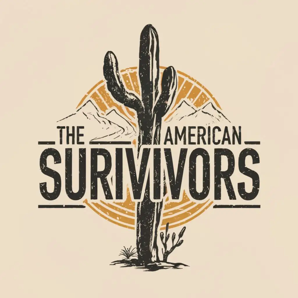 logo, Cactus in the desert, with the text "The American Survivors", typography
