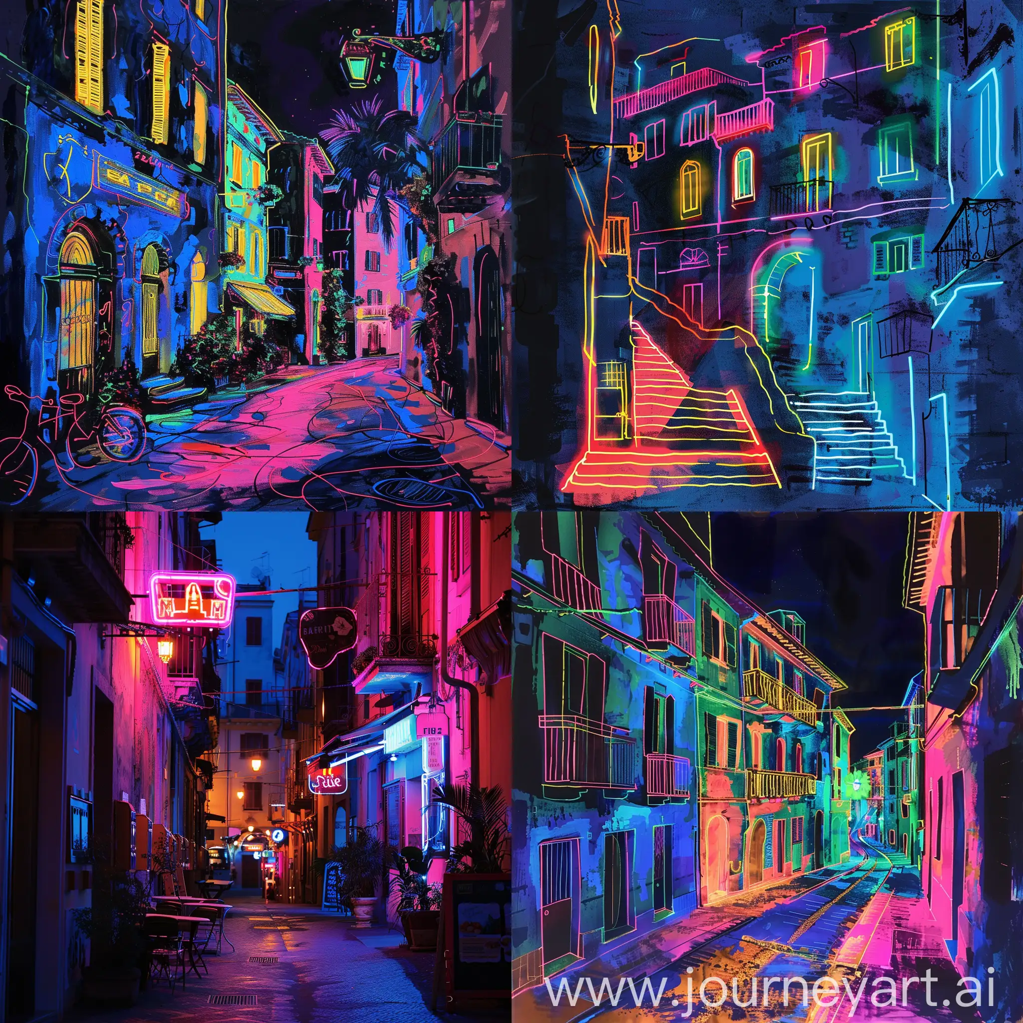 neon night art italian city