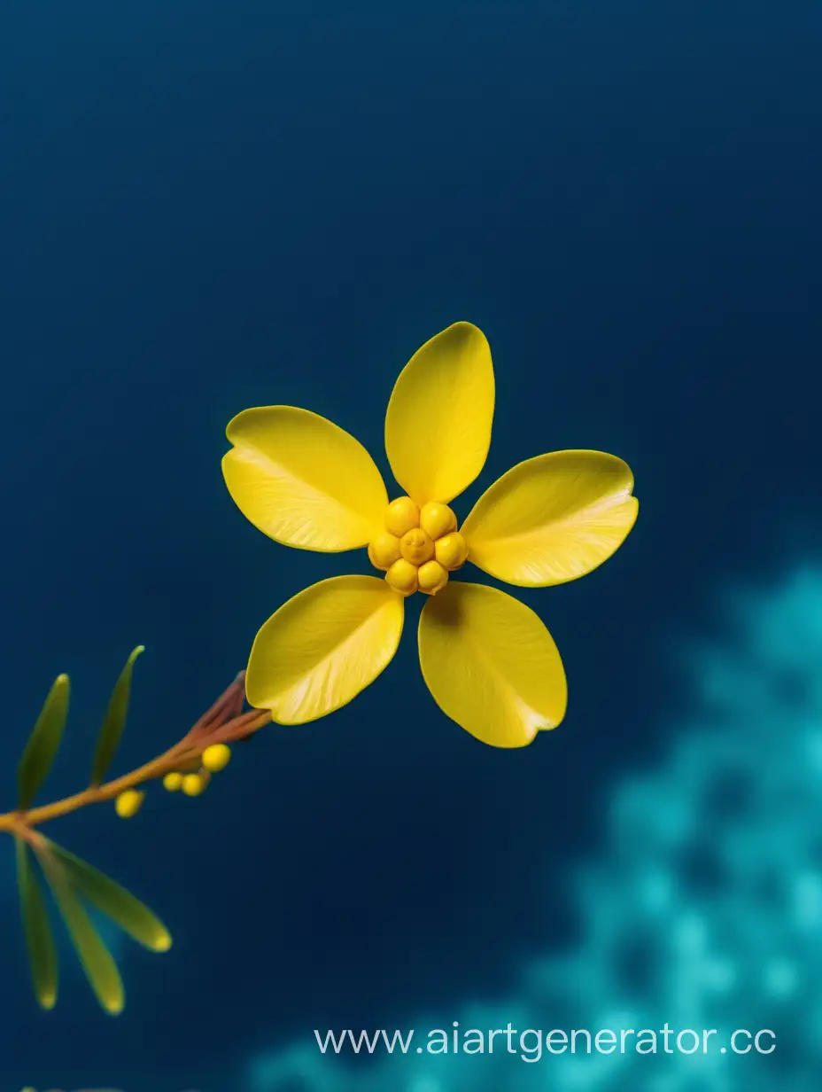 Vibrant-Acacia-Yellow-Flower-Floating-in-Tranquil-Blue-Water