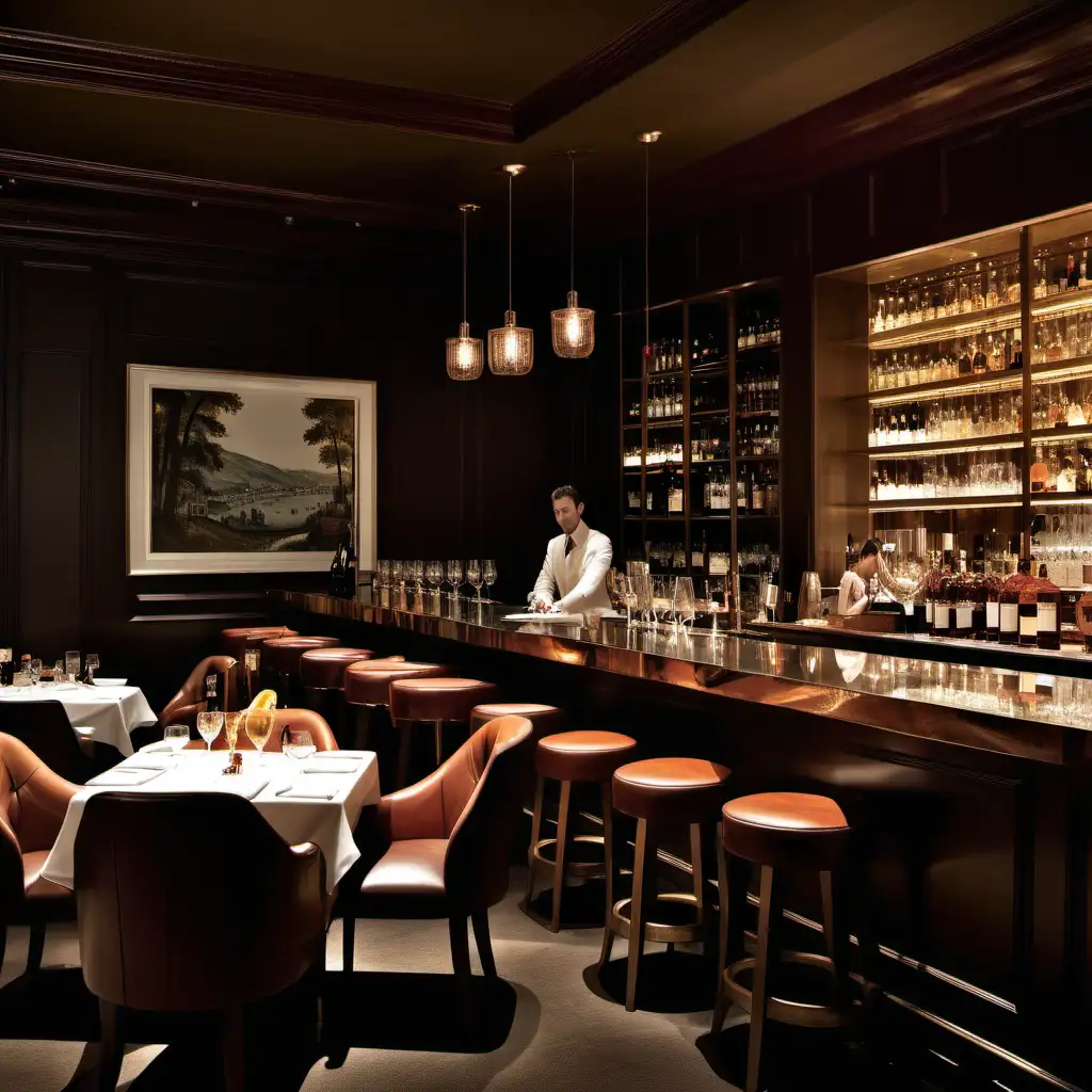 Luxury photo of  hotel, wood, food, drinks, cognac, table, people at the Widder bar and hotel in Zurich