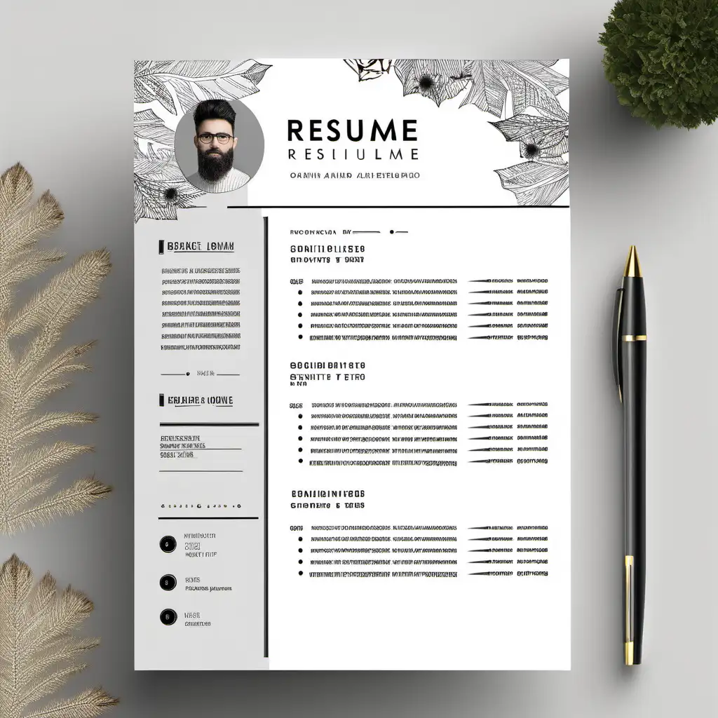 Professional Resume Template with Elegant Decorations