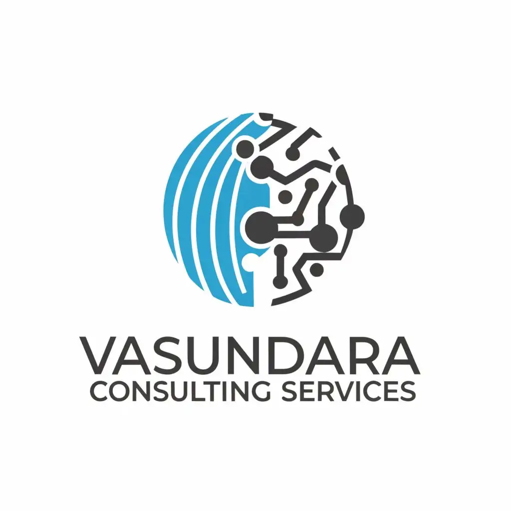 LOGO-Design-for-Vasundhara-Consulting-Services-Globe-and-Printed-Circuit-Fusion-for-Technology-Industry