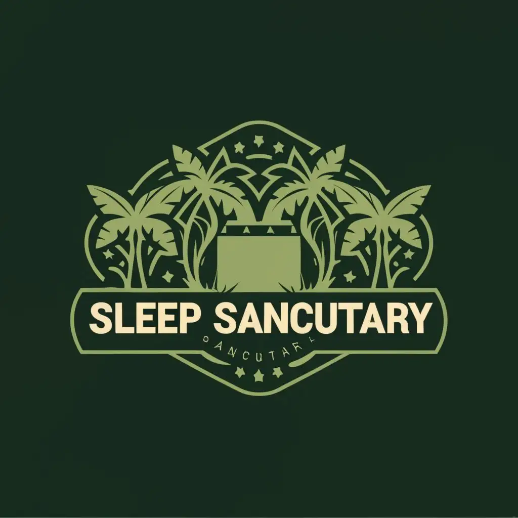logo, Jungle, with the text "SleepSanctuary", typography, be used in Entertainment industry