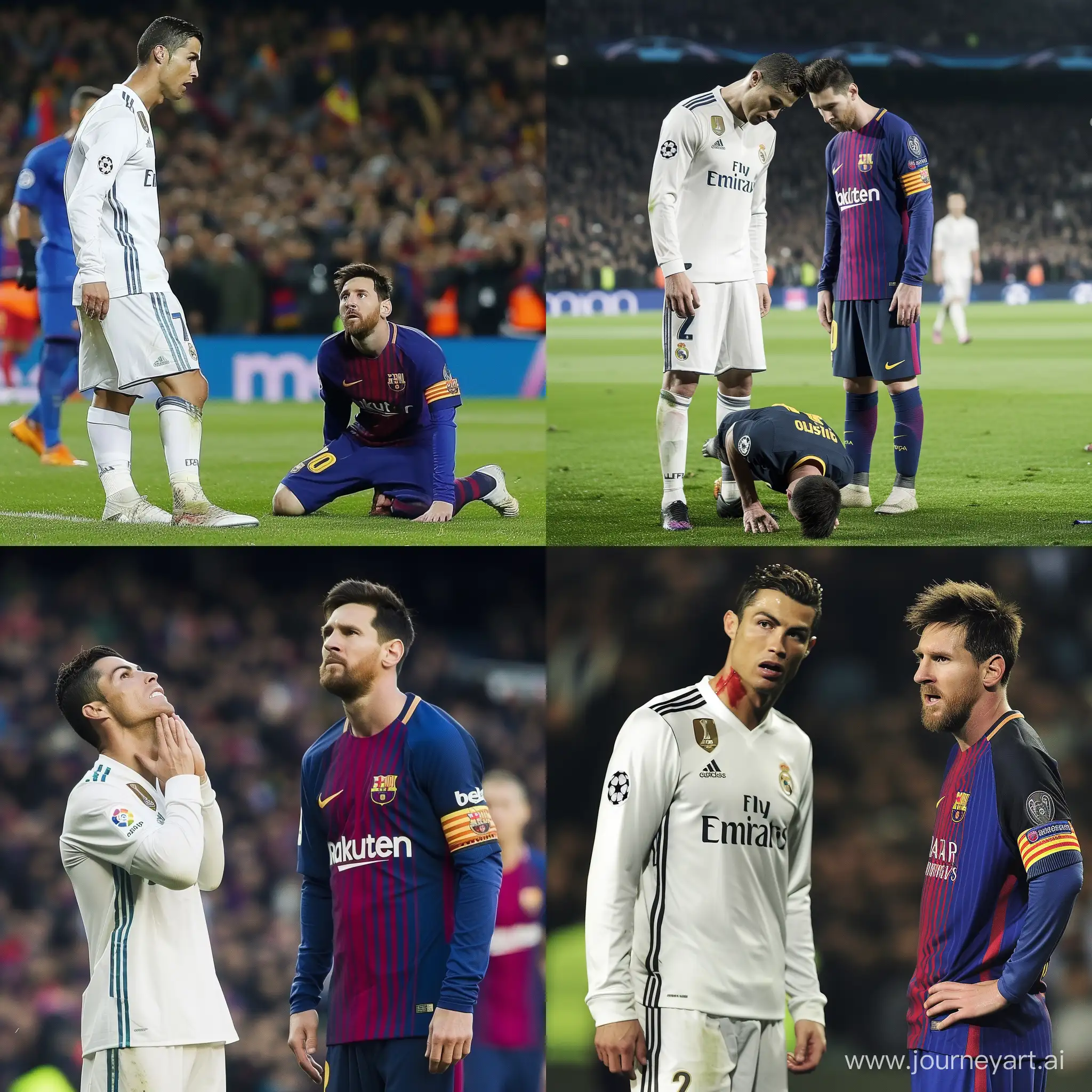 Photo of messi begging mercy from Ronaldo