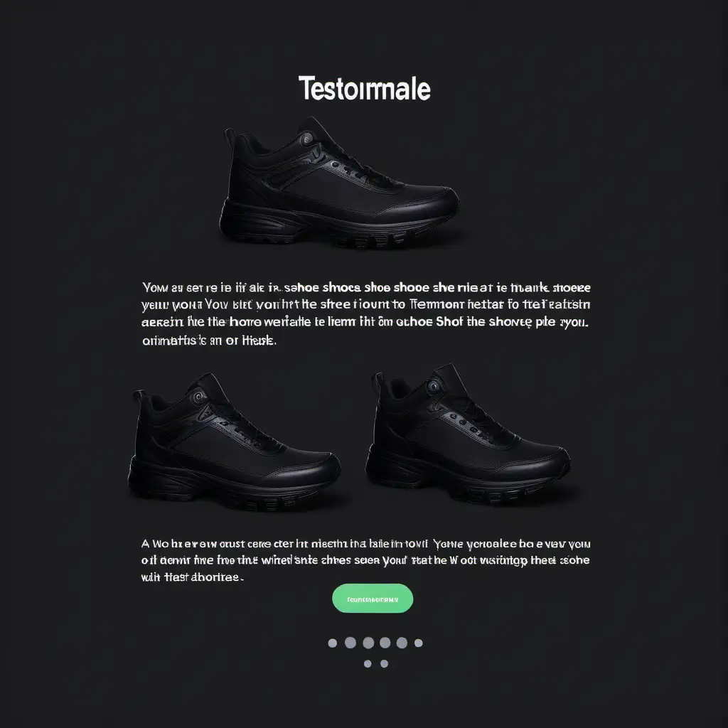 dark theme testimonial for a shoe


