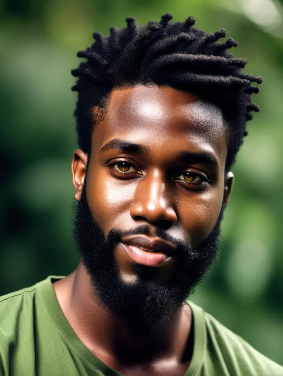 Artistic Portrait of a Charming Jamaican Man Applying Beard Growth Oil