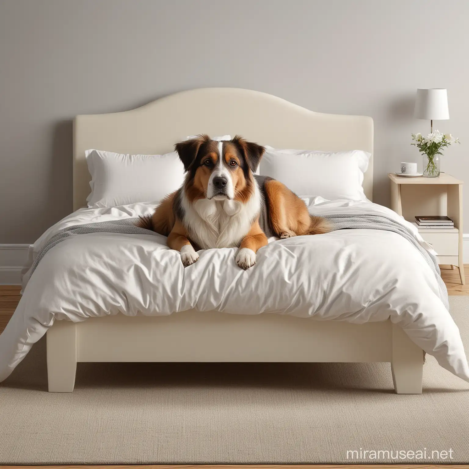 create a realistic photo of a bed that looks like a dog
