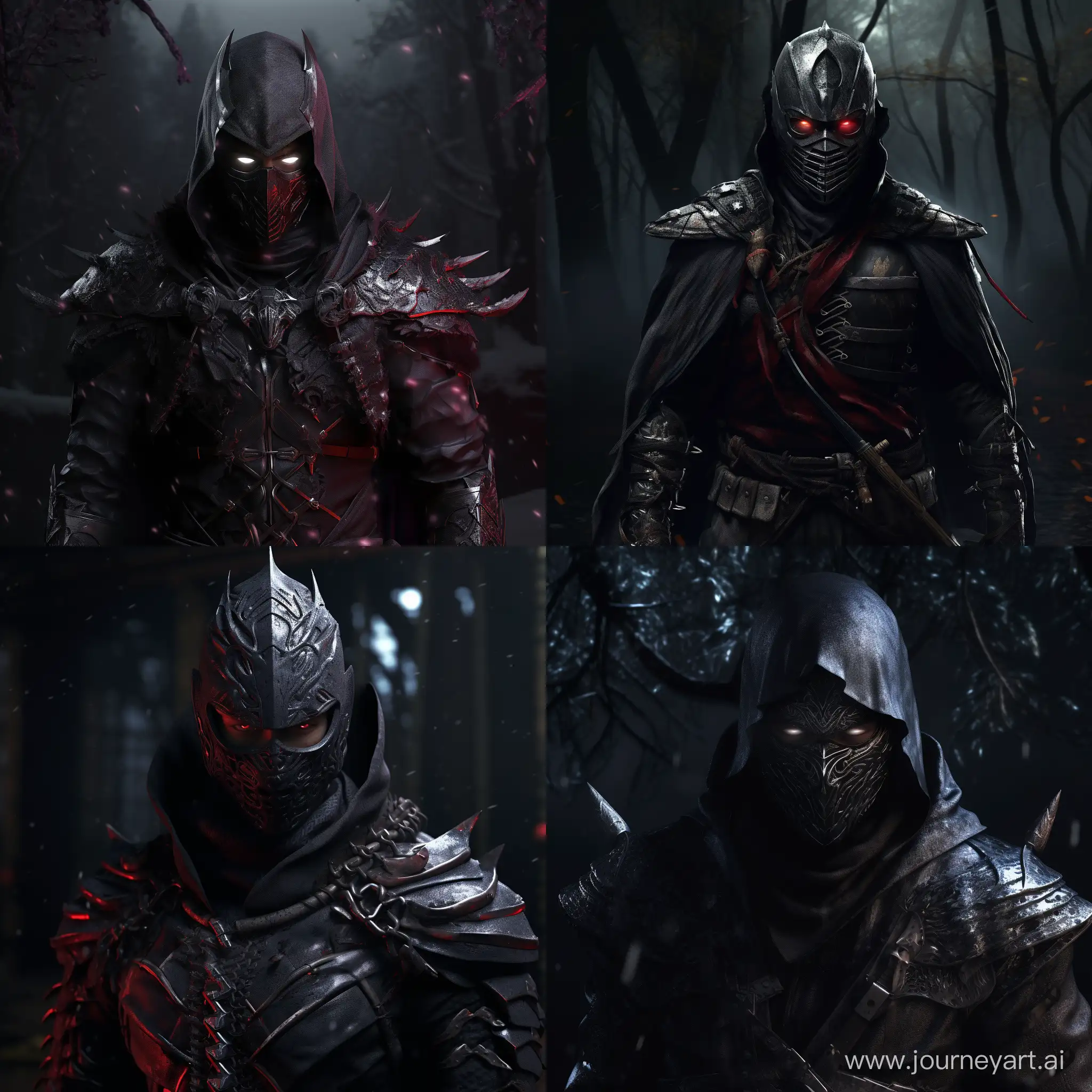 Sinister-Dark-Ninja-and-Samurai-in-a-Chilling-Medieval-Fantasy-Realm