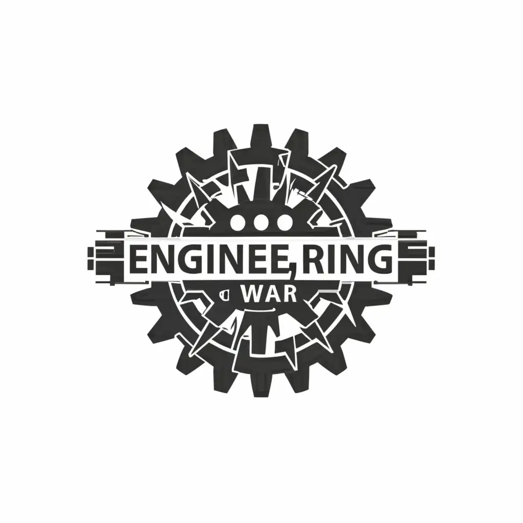 a logo design,with the text "Engineering of War", main symbol:gear,Moderate,be used in Technology industry,clear background