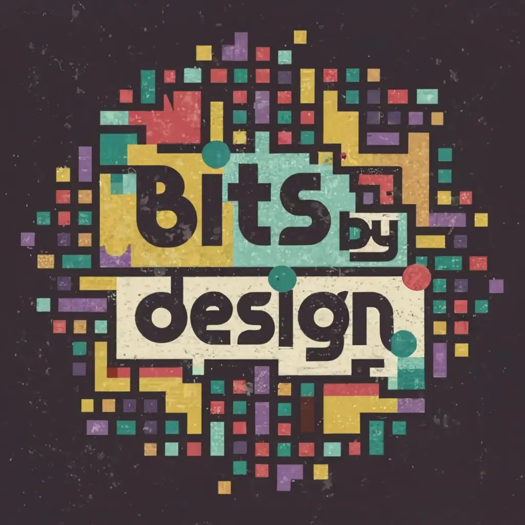 logo, retro pixel art, with the text "bits by design", typography, be used in Technology and sass industry
