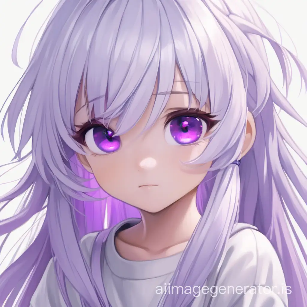 A Girl with a pinkish white hair and has purple eyes