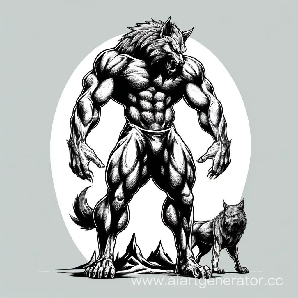 Muscular-ManWolf-Hybrid-on-White-Background