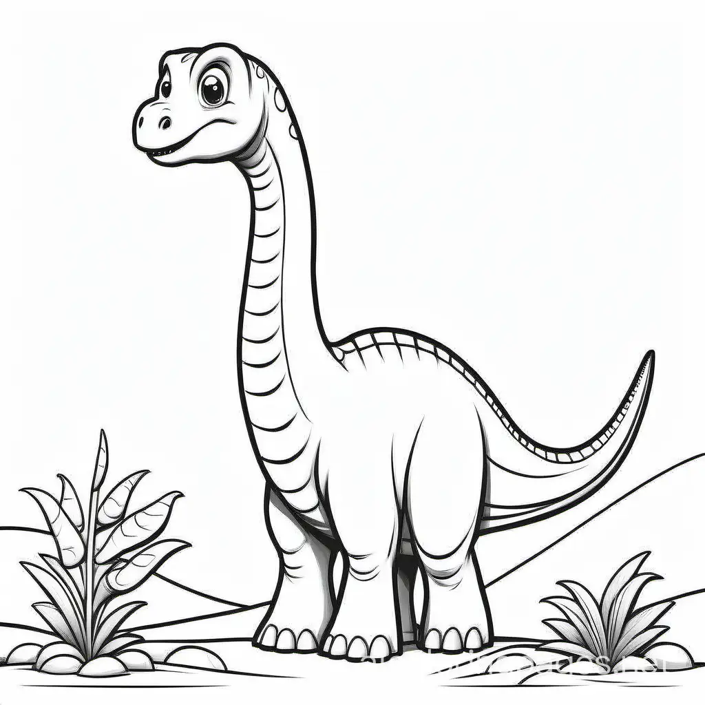 Cute Brachiosaurus
For kid
Without background , Coloring Page, black and white, line art, white background, Simplicity, Ample White Space. The background of the coloring page is plain white to make it easy for young children to color within the lines. The outlines of all the subjects are easy to distinguish, making it simple for kids to color without too much difficulty