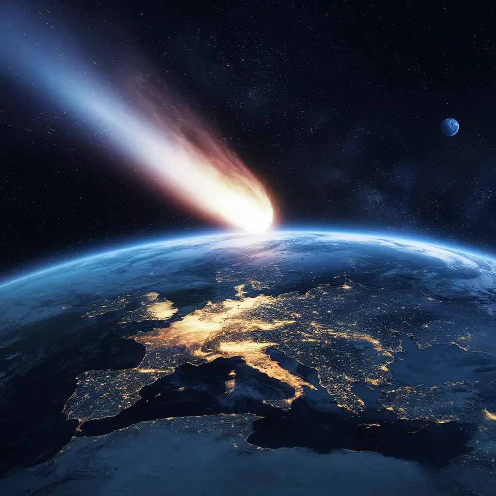 Earth with Comet Lighting Mesmerizing Space Scene