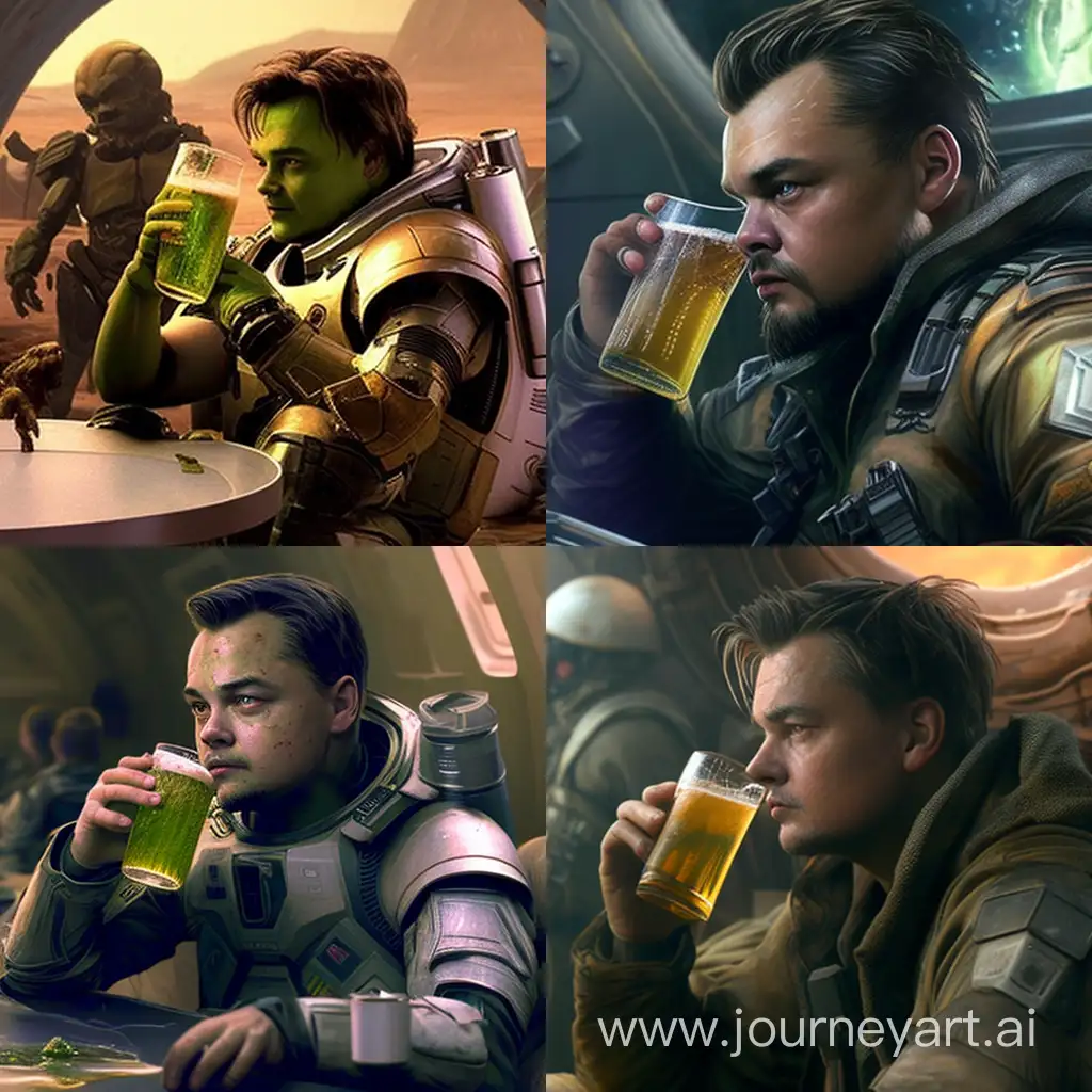 Леонардо Ди Каприо пьет пиво вместе с пришельцами 