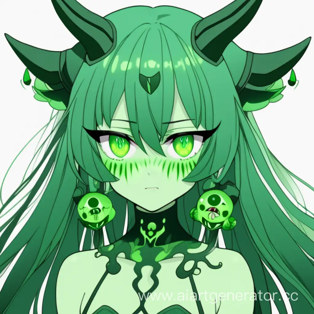 аниме зеленый демон девушка