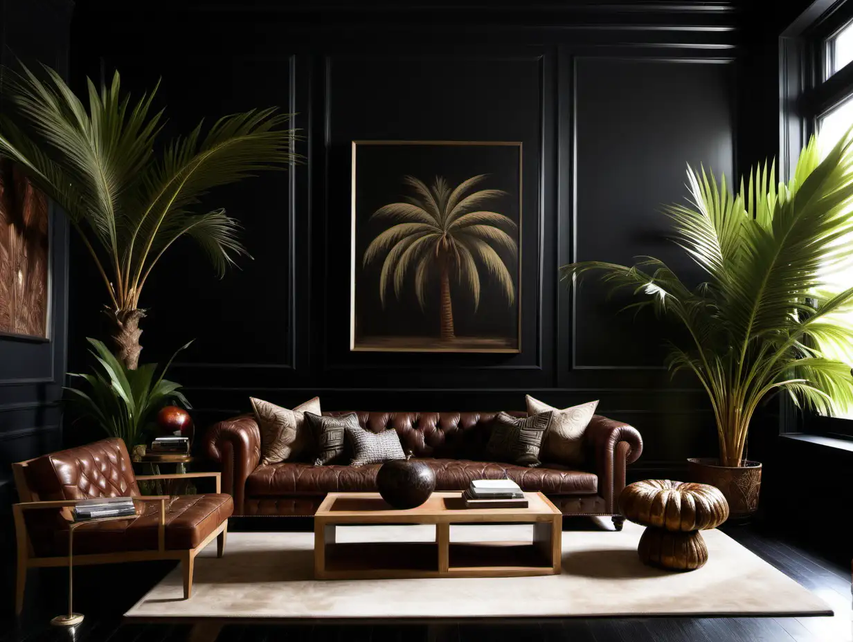 Luxurious Black Lounge Room with Realistic Details