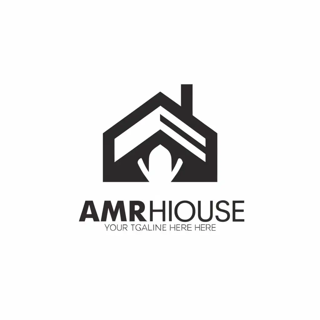 a logo design,with the text "AMR house", main symbol:Home,Moderate,be used in Restaurant industry,clear background