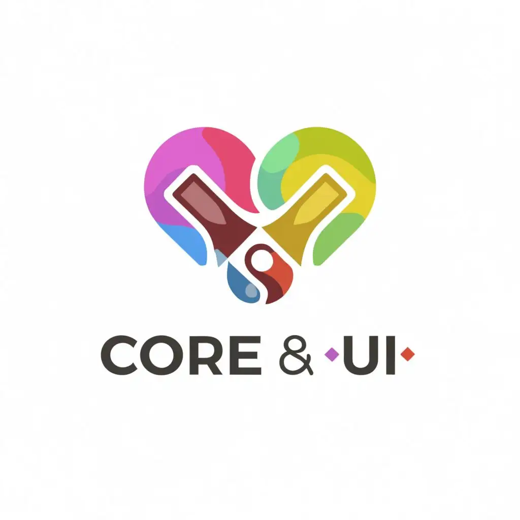 a logo design,with the text "Core & UI", main symbol:heart painter palette,Minimalistic,be used in Technology industry,clear background