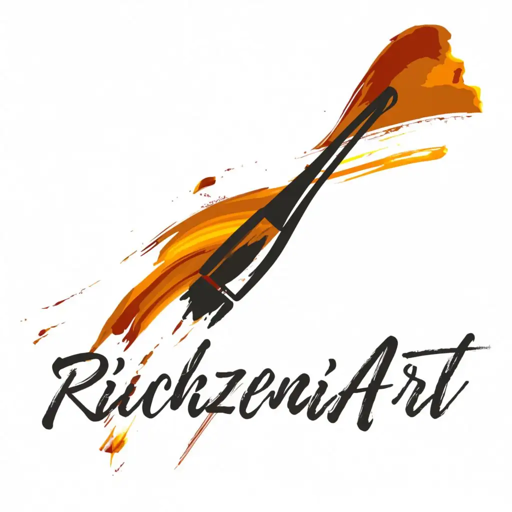 logo, paint brush, with the text "RichZenziArt", typography, dark mode
