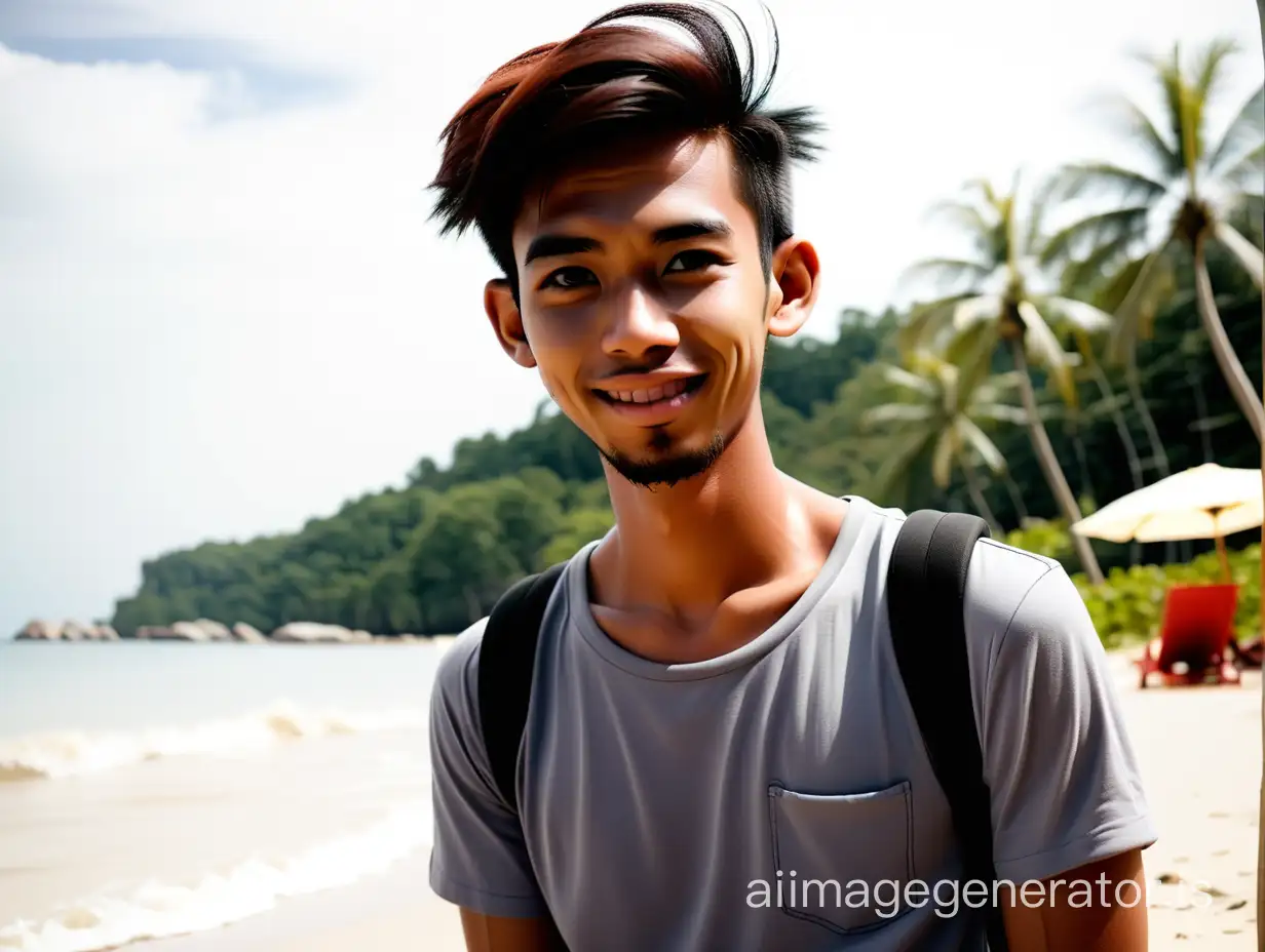26 year old malaysian man beside beach
