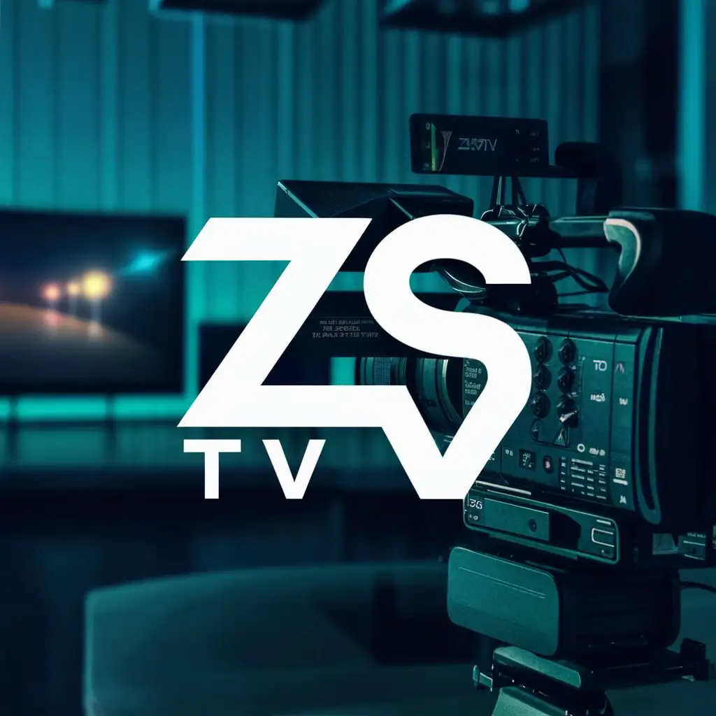 logo, TV, recordng, camera, studio, school, with the text "ZS TV", typography, be used in Technology industry