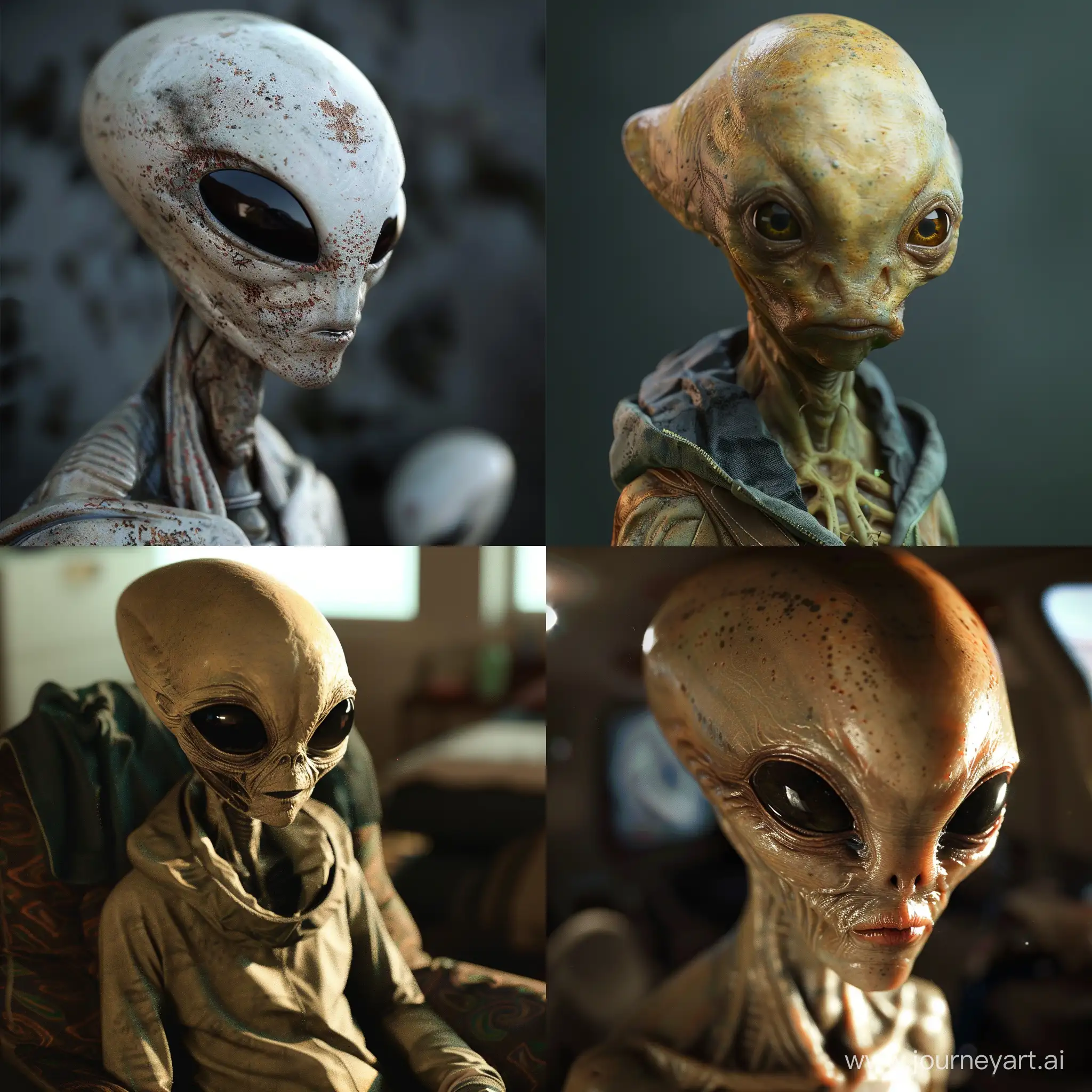 Interview with an Alien, photorealistic 