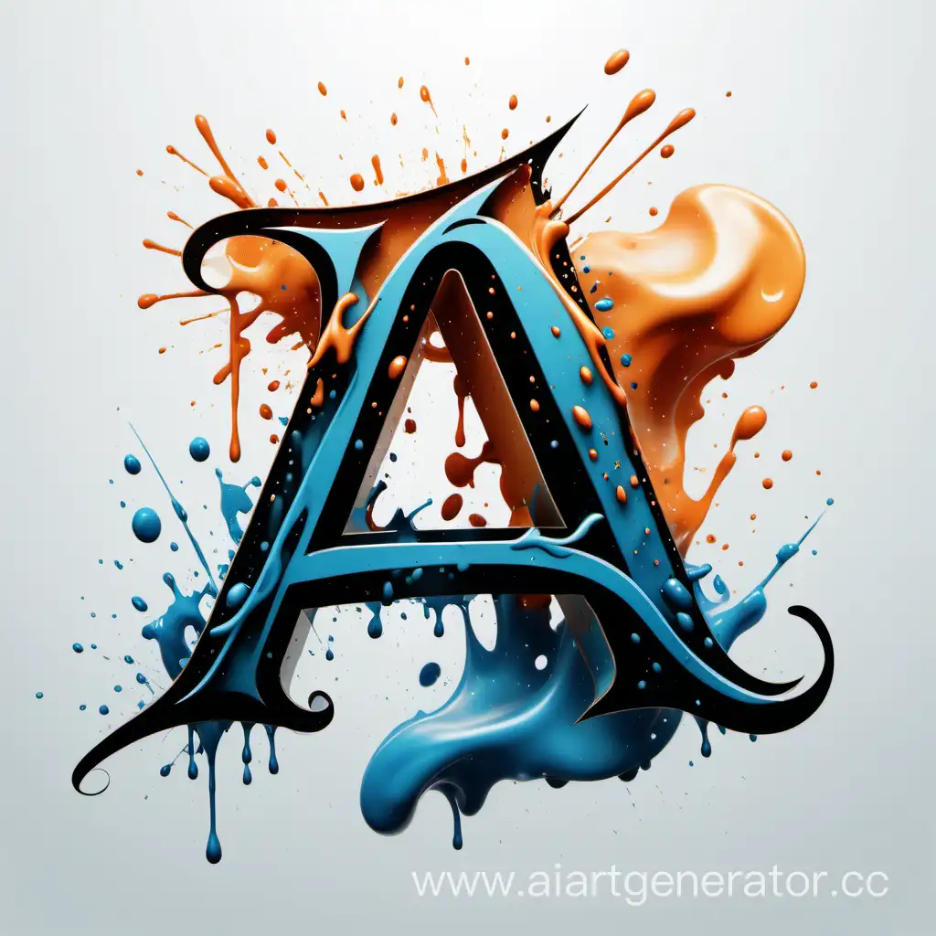 Artistic-Letter-A-Calligraphy-with-Splashes-and-Smooth-Lines