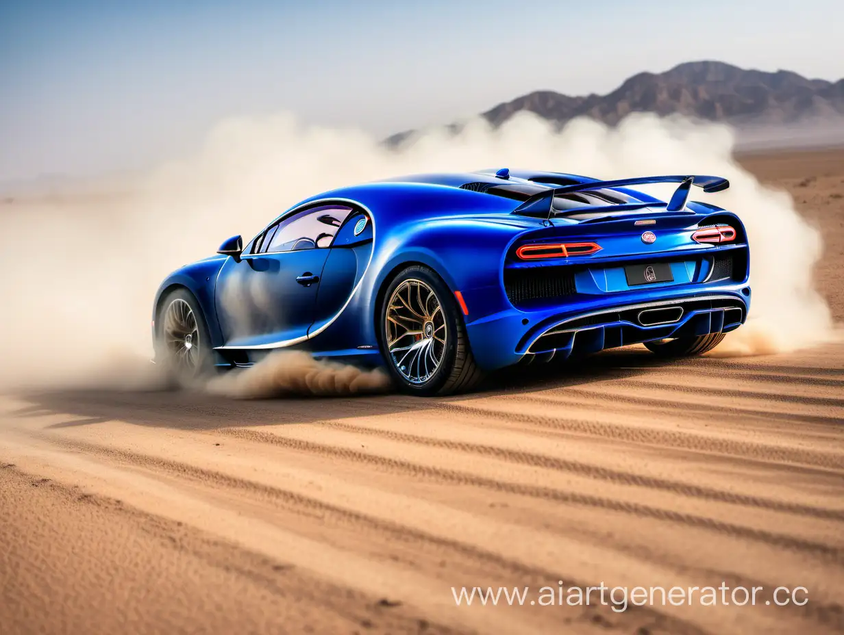 Blue-Matte-Bugatti-Chiron-Drifting-in-the-Desert