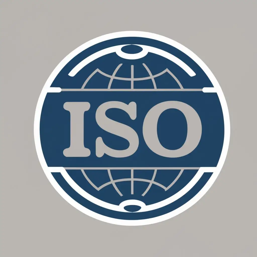 logo, Light blue circle. Jail bars. Government, with the text "ISO", typography