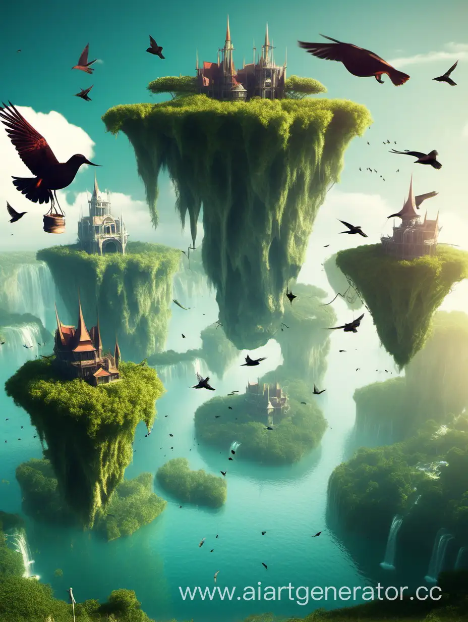 Fantasy-World-Floating-Islands-and-Flying-Birds