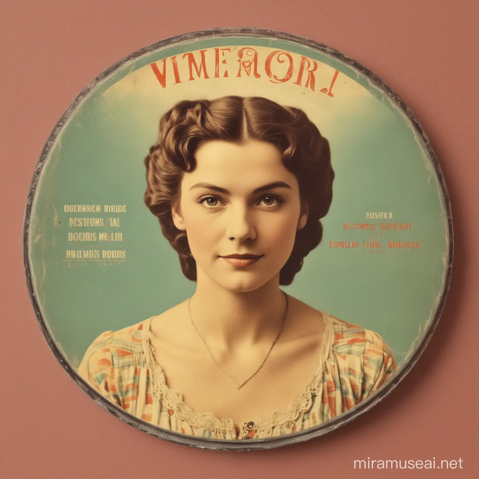 Vintage Woman Centered Disc Cover Art in Retro Colors