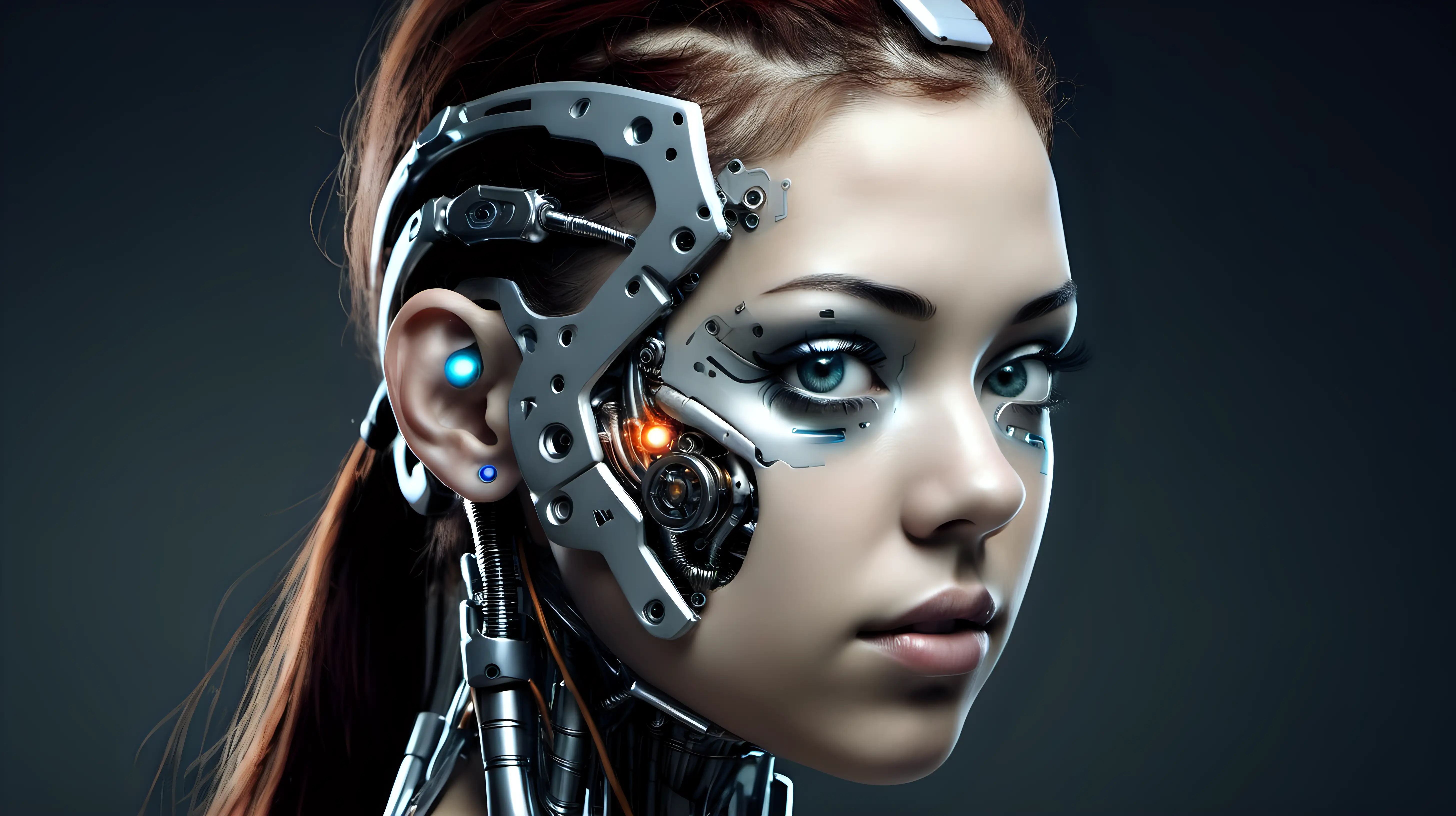 Beautiful Cyborg Woman with Enchanting Cybernetic Features