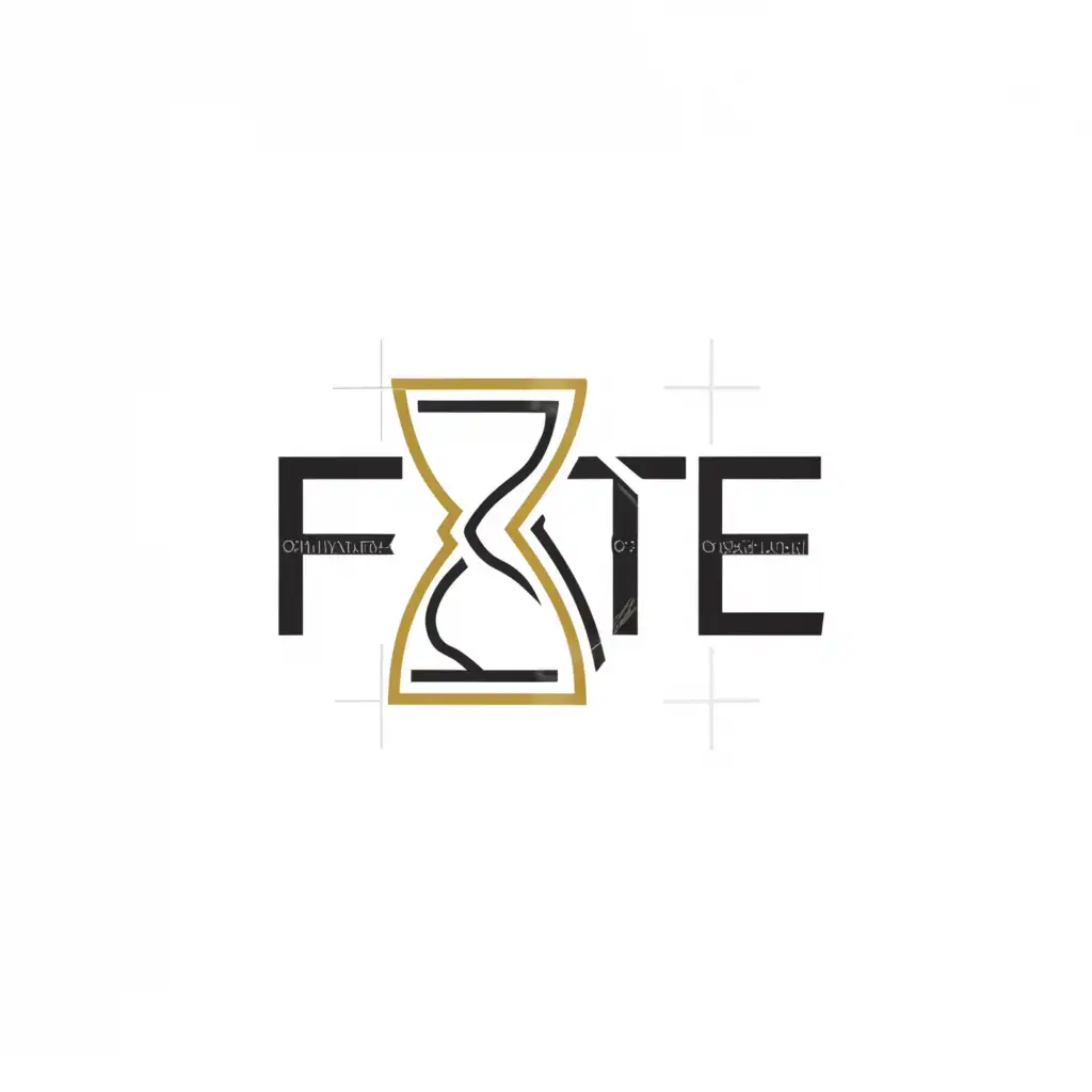 a logo design,with the text "FATE", main symbol:hourglass,complex,be used in Events industry,clear background