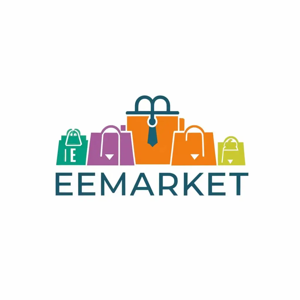 logo, Merge a lot of retail stores such as AliExpress, Amazon, etc., with the text "EMarket", typography, be used in Retail industry