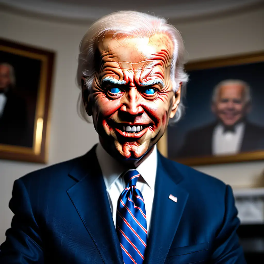 Create a picture where Joe Biden looks like Chucky. Make it photo quality Kodak Potra 400.