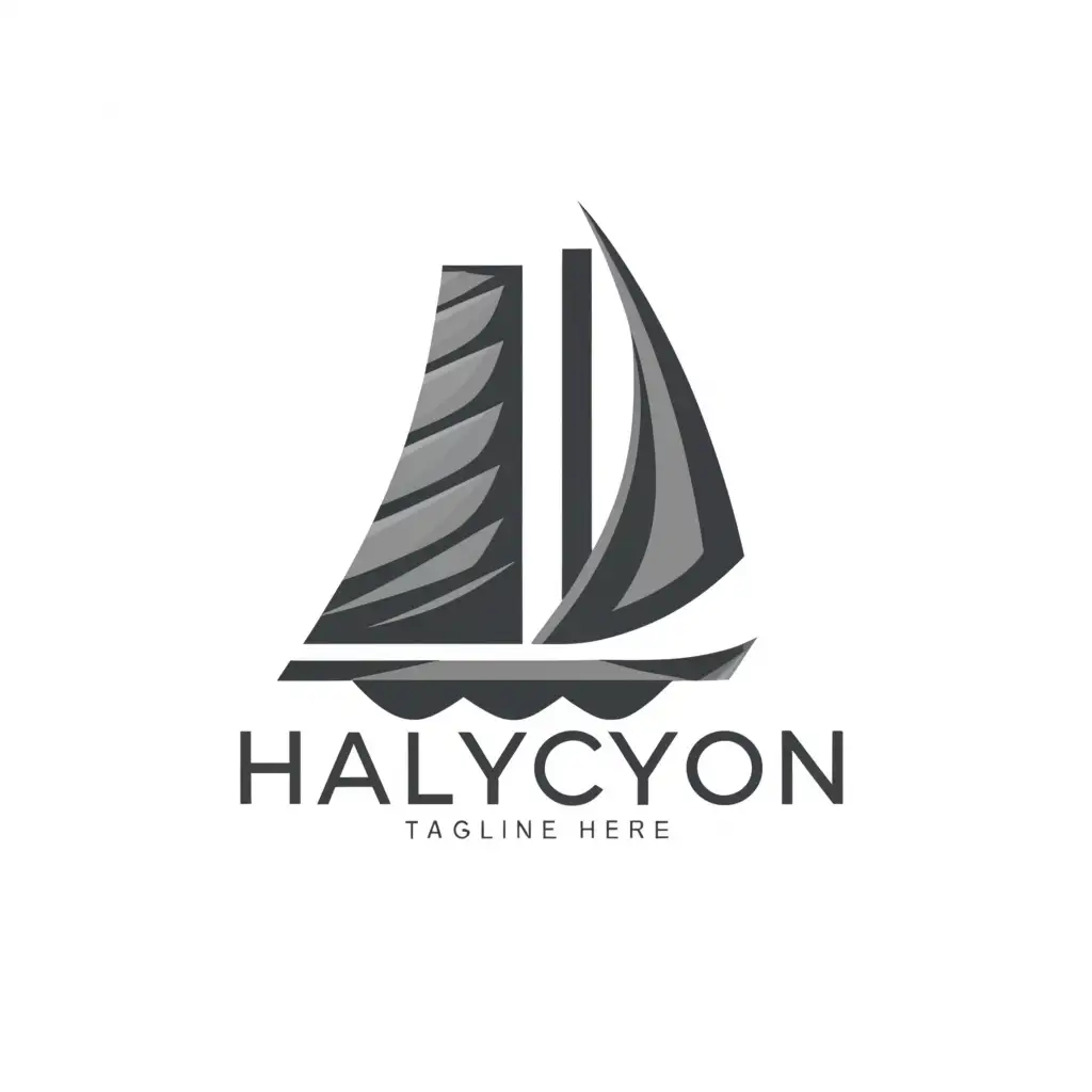 LOGO-Design-For-Halycyon-Sleek-Masculine-Dark-Grey-Catamaran-Theme