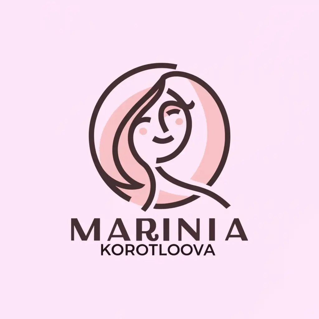 a logo design,with the text "Cosmetologist Marina Korolyova", main symbol:the girl's face, round, pastel lavender color, flower,Moderate,be used in Restaurant industry,clear background