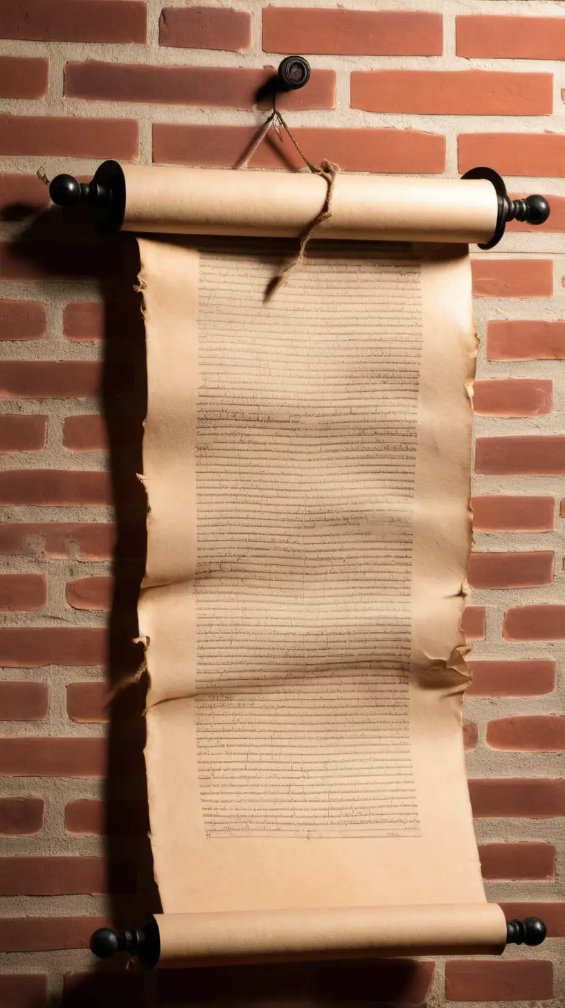 Old scroll open on brick wall