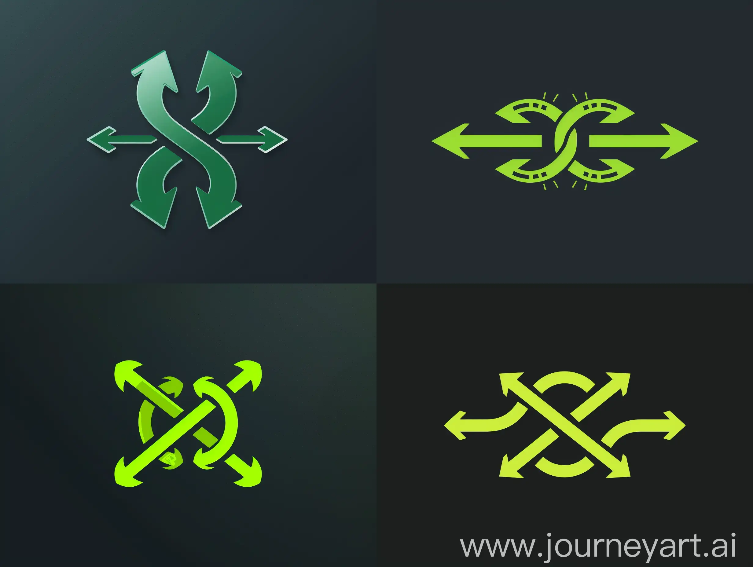 logo - infinity icon with 6 arrows going in different directions. Color green