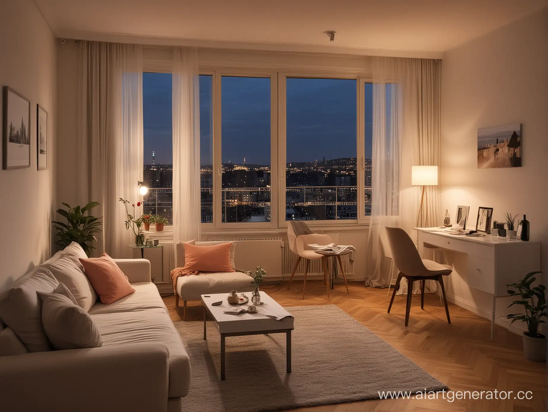 Romantic-Evening-in-a-Cozy-Apartment-with-City-View