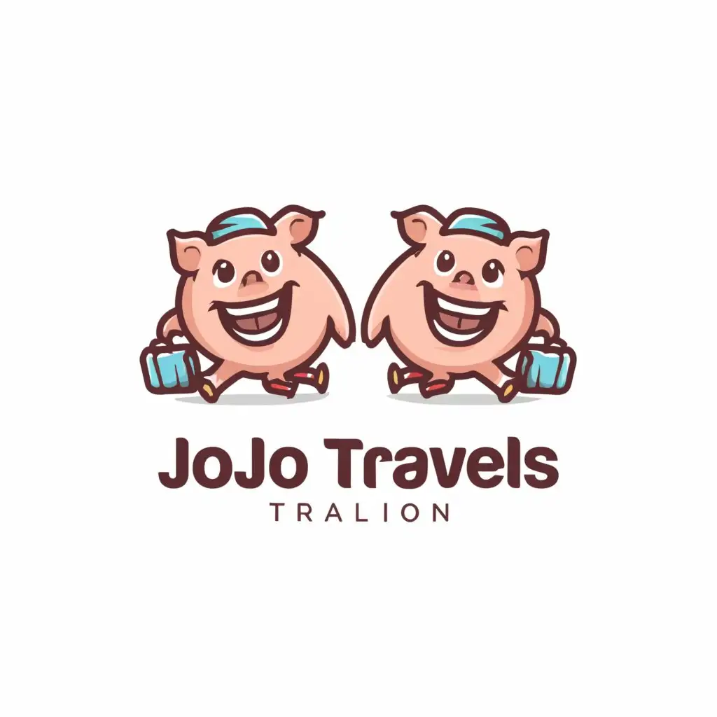 a logo design,with the text "JOJO TRAVELS", main symbol:pigs,complex,be used in Travel industry,clear background