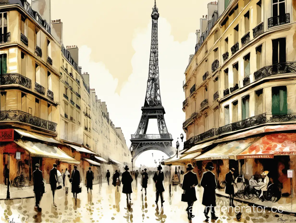 Париж, ностальгия, прошлое, любовь, импрессионизм, иллюстрация, современность