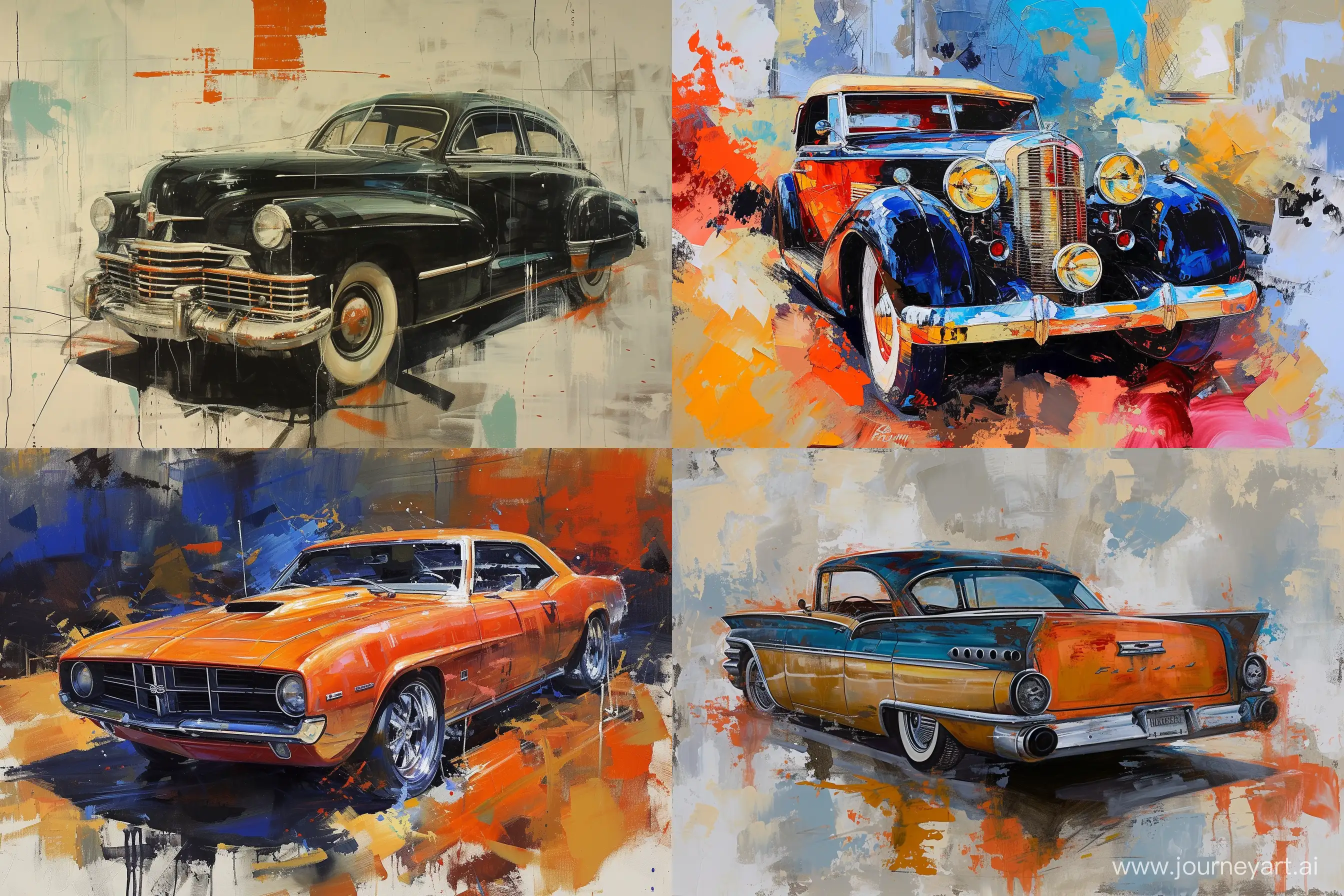 A painting of a classic car by Nicolai Fechin --v 6 --ar 3:2