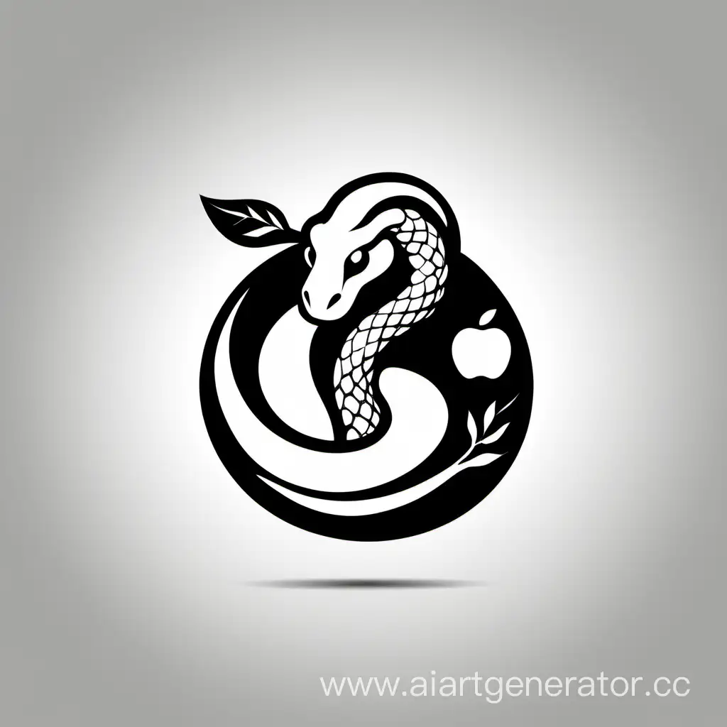 snake with apple symbol easy logo black and white Figures 