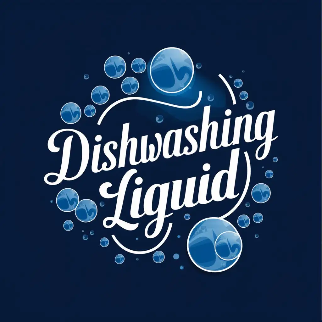 logo, soap bubbles, with the text "Dishwashing Liquid", typography, be used in Retail industry