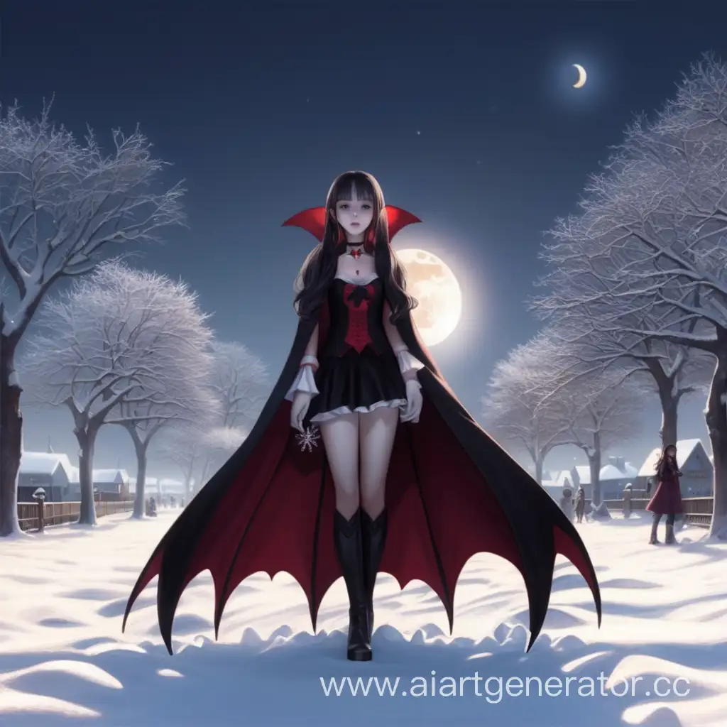 Enchanting-Encounter-Vampire-Girl-Amidst-Snowy-Sun-and-Moon