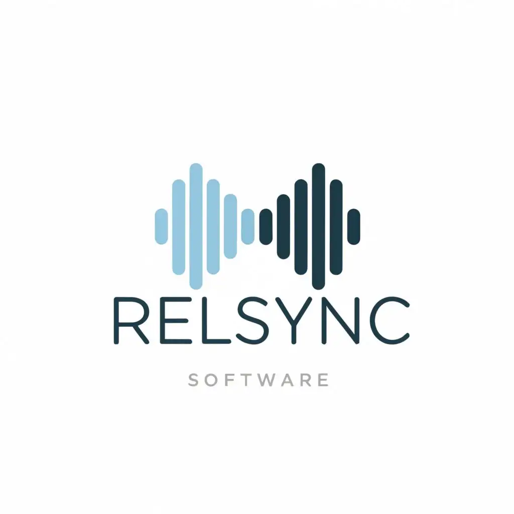 a logo design, with the text 'RELSYNC Software', main symbol:audio, Moderate, clear background