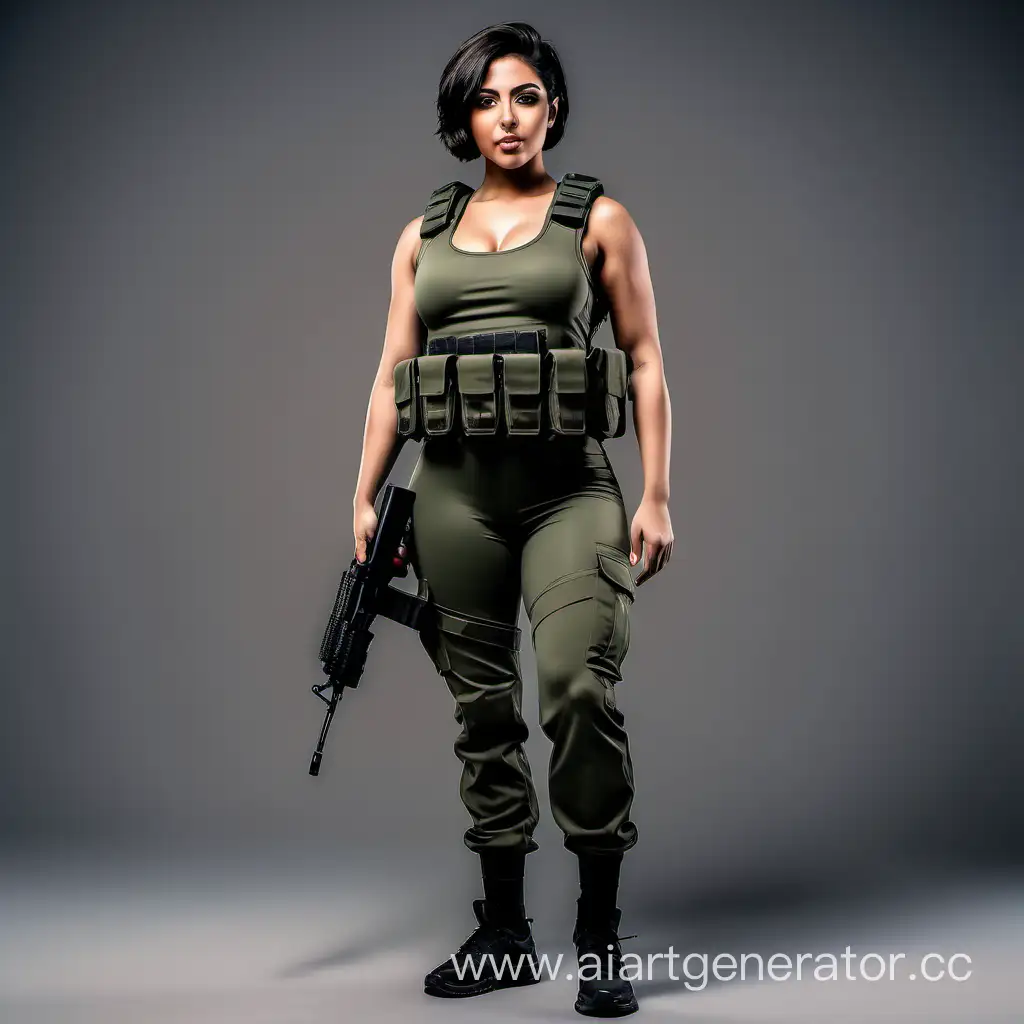 Athletic-Arab-Female-Soldier-in-Fitted-Combat-Gear