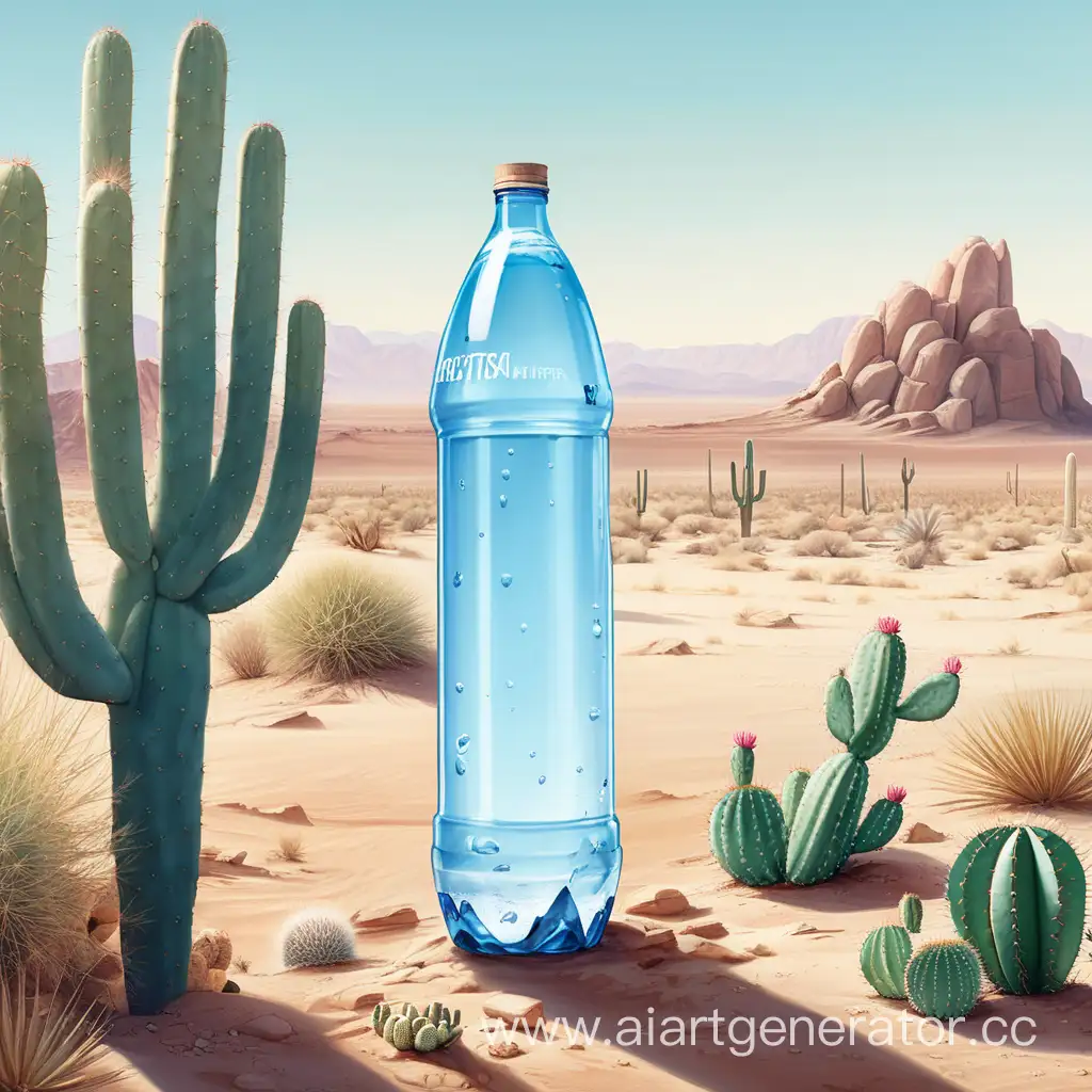 Isolated-Giant-Fresh-Water-Bottle-in-Desert-Landscape